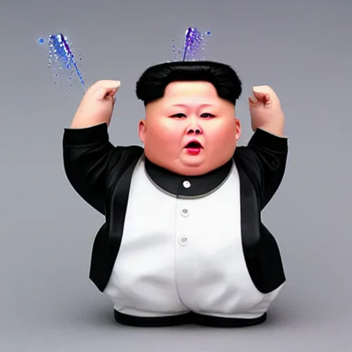 Image similar to fireworks that look like a screaming kim jong un doll