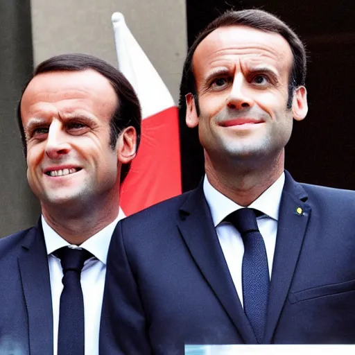 Image similar to Emmanuel macron and François Hollande on dumb and dumber movie cover