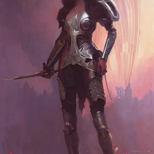 Image similar to splendid tall slavian queen warrior cyborg, mucha, ingres, greg rutkowski