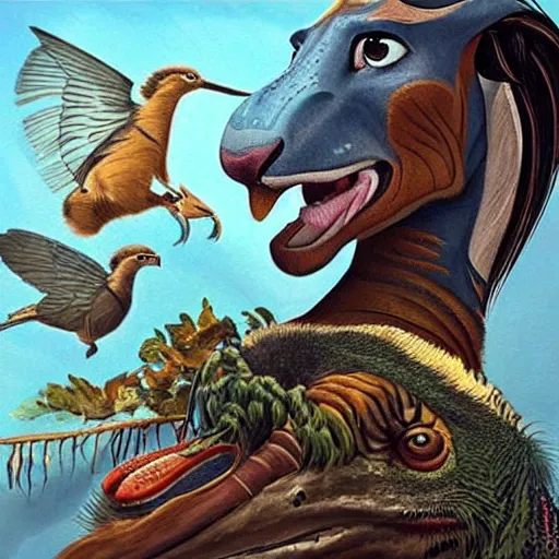 Image similar to “ audubon painting of animals from the movie avatar, super detailed ”