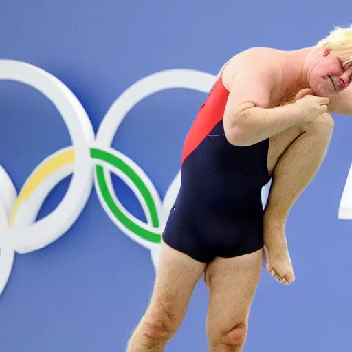 Prompt: boris johnson in the olympic diving competition