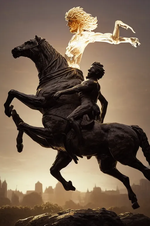 Prompt: a statue of boris johnson riding a horse, anatomy, bathed in light, highly detailed, photorealistic, artstation, smooth, sharp focus, illustration, unreal engine 5, 8 k, art by artgerm and greg rutkowski and edgar maxence