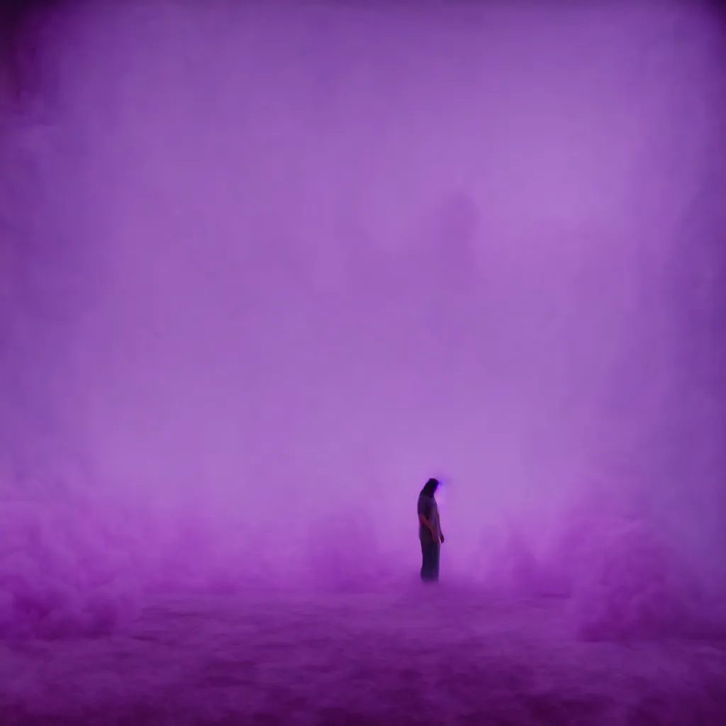 Image similar to cinestill of a giant form made of purple wax float through the living room and purple foam fog film still from the movie directed by david lynch with art direction, 8 k, hd, high resolution, blur, depth field 3 5 mm, f / 3 2, ultra realistic faces, lost highway