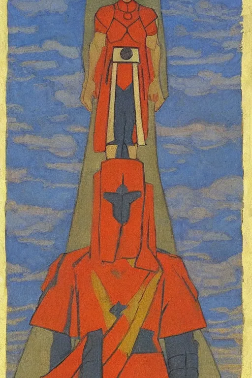 Image similar to thor, marvel, artwork by nicholas roerich,