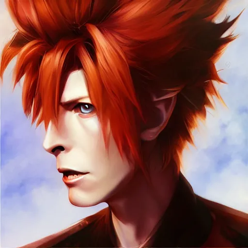 Image similar to an anime portrait of david bowie, by stanley artgerm lau, wlop, rossdraws, james jean, andrei riabovitchev, marc simonetti, da vinci, and sakimichan, tranding on artstation