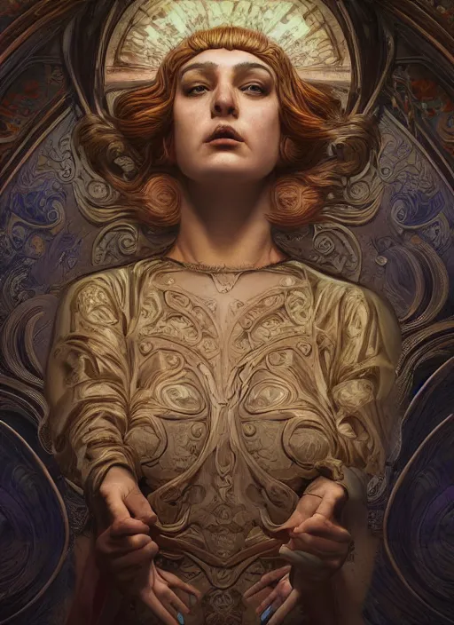 Prompt: roman emperor, wooden art nouveau swirls, subsurface scattering, in the style of james jean and tomasz alen kopera, mystical colors, rim light, beautiful lighting, 8 k, stunning scene, raytracing, octane render, trending on artstation