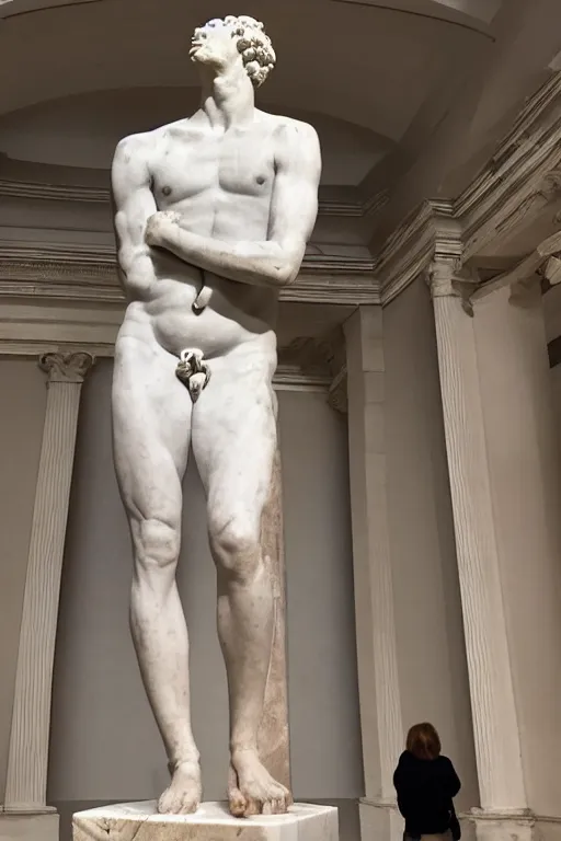 Image similar to an ancient greek marble statue of emmanuel macron, the british museum