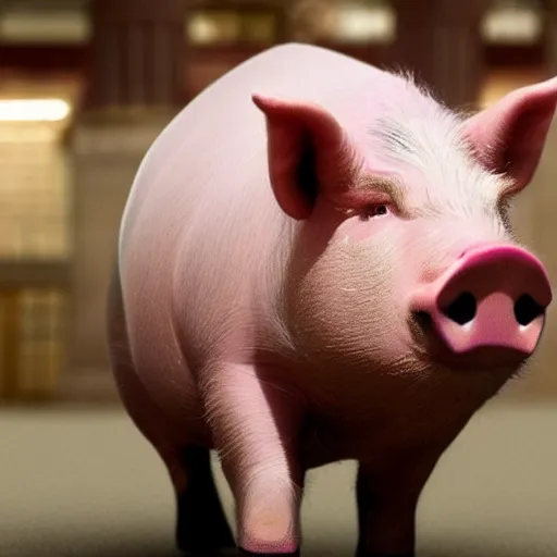Image similar to the bull of wall street but it's a pig