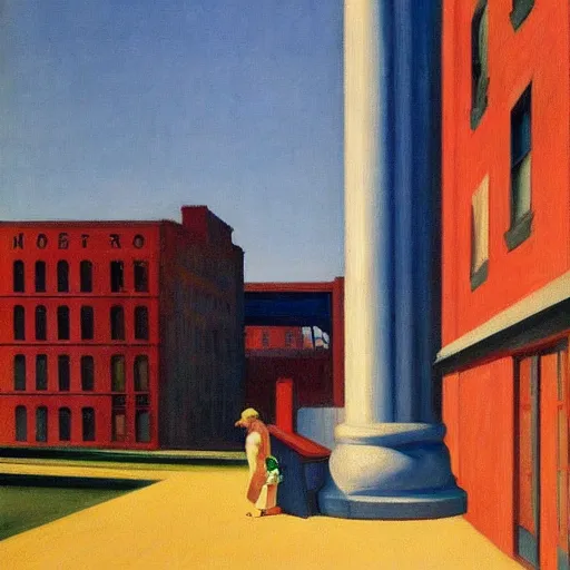 Prompt: big factory by Edward hopper