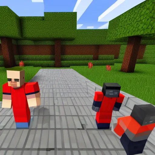 Image similar to Minecraft and roblox meeting together