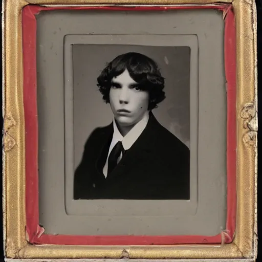 Image similar to photo portrait of attractive young male by Diane Arbus and Louis Daguerre