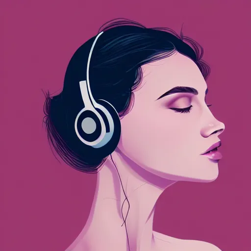 Image similar to an illustration of a beautiful woman listening to music by Anna Nikonova, highly detailed, digital art, trending on artstation