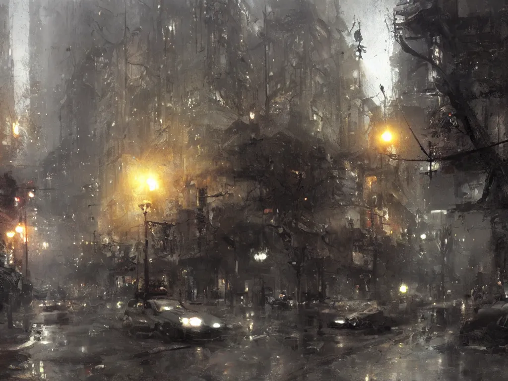 Image similar to detailed helli scene, volumetric lighting, painting by jeremy mann