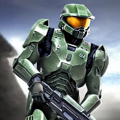 Image similar to master chief takes off helmet, revealing face