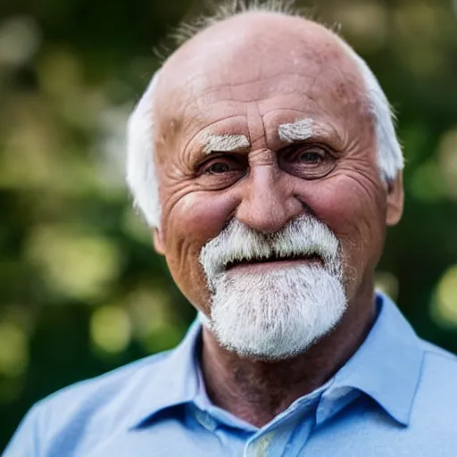 Image similar to portrait of hide the pain harold, accurate and detailed, stock photo, Nikon 50mm f/1.8G