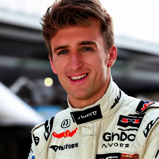 Image similar to a realistic detailed photo of a handsome guy who is an f 1 driver