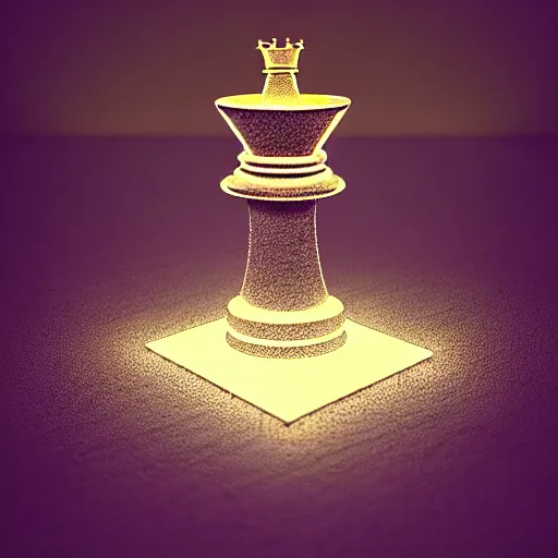 Image similar to vintage instamatic photo of a queen chess piece made of led pin lights, biomechanical, puddles, isometric 3 d, smooth 3 d illustration, cinematic matte painting, volumetric lighting,