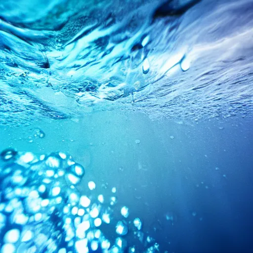 Prompt: water droplet inside the ocean, 4k underwater shot