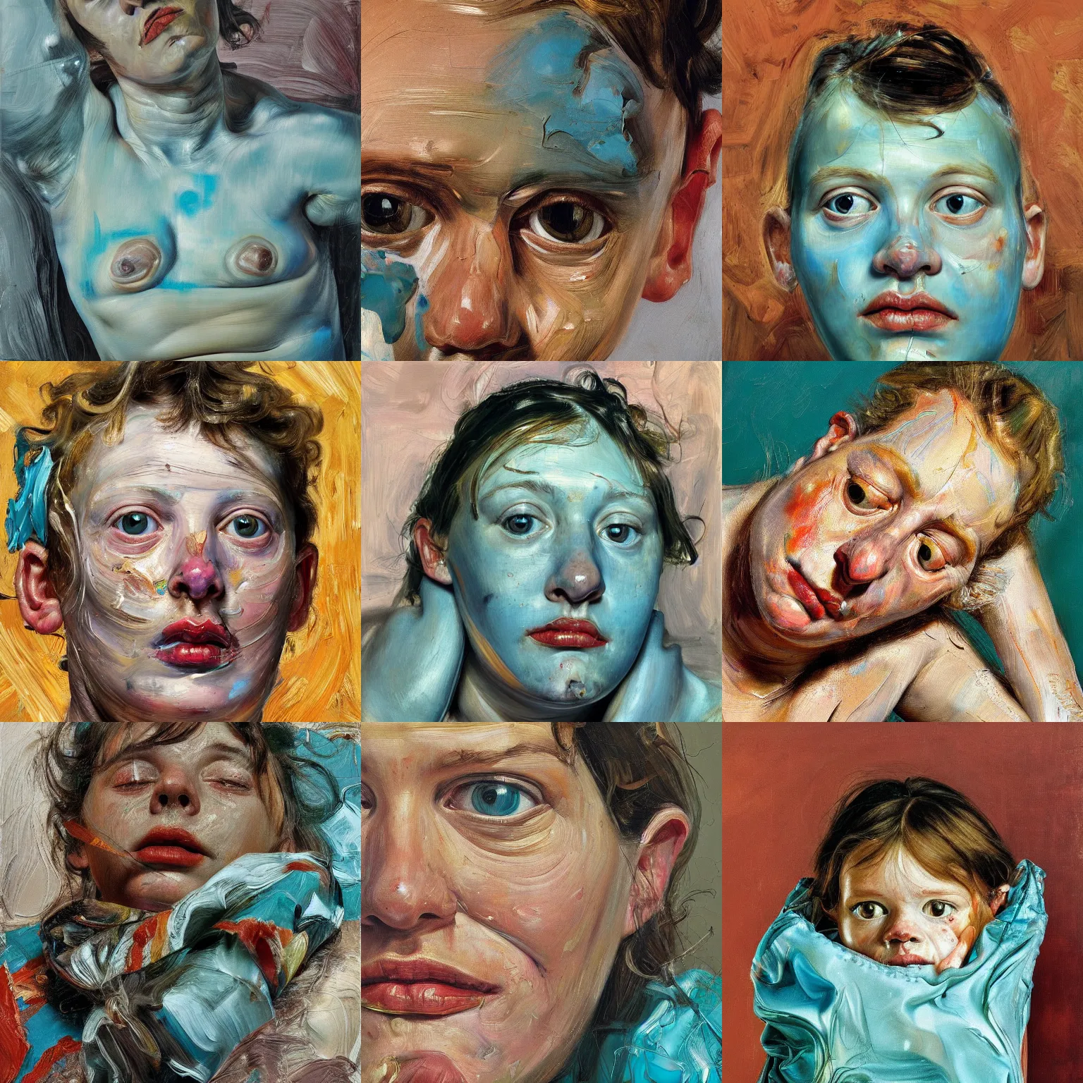 Prompt: high quality high detail painting by lucian freud and jenny saville hd happy cute pretty turquoise