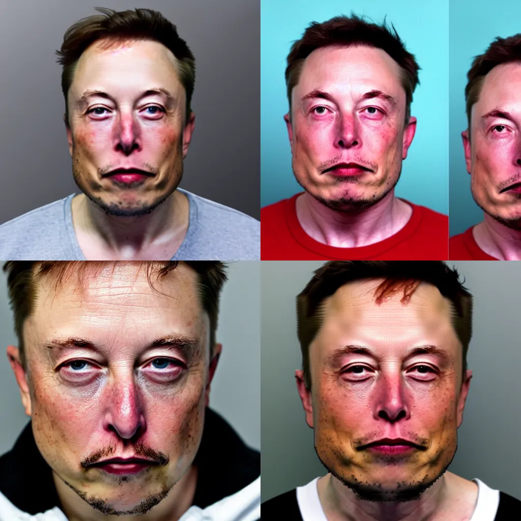 Prompt: a mugshot of Elon musk