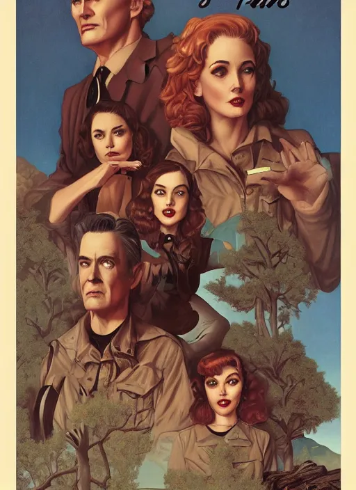 Twin Peaks Poster Art Old Retro Pulp By Michael Stable Diffusion