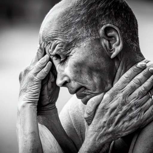 Image similar to award winning photography portrait, the weight of grief, leica 1 0 0 mm f 0. 8