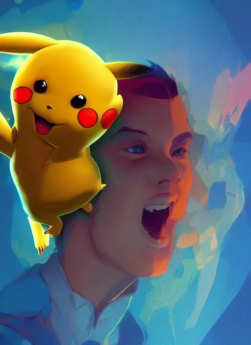 Image similar to colourful caricature - 3 d vfx art - of pikachu, art style by james jean & hsiao - ron cheng, character concept art, unreal engine render, digital illustration, sharp, intricate detail, volumetric light, ray tracing, soft light, symmetric, pinterest, artstation, behance,