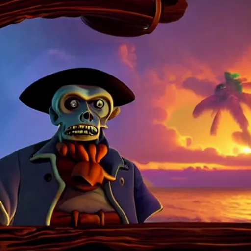 Image similar to stunning awe inspiring the ghost pirate lechuck from the secret of monkey island, movie still 8 k hdr atmospheric lighting