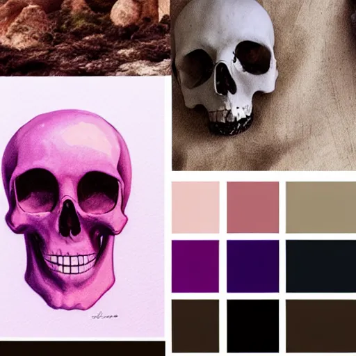 Prompt: color palette and a skull