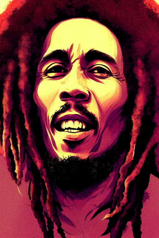 Image similar to bob marley, manga cover art, detailed color portrait, artstation trending, 8 k, greg rutkowski