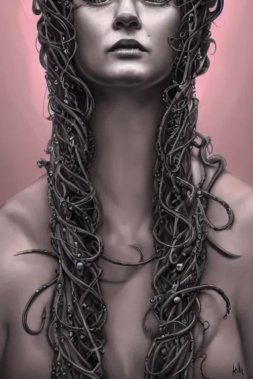 Prompt: a detailed matte portrait of medusa mother of the gorgons, trending on artstation, photorealistic, cgi, 8 k