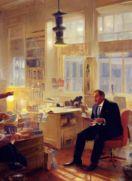 Prompt: alex jones inside an american office under fluorescent lights by vladimir volegov and alexander averin and delphin enjolras and daniel f. gerhartz