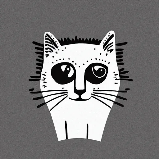 Prompt: minimalist cat doodle black and white