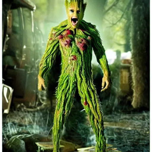 Image similar to nicolas cage is groot