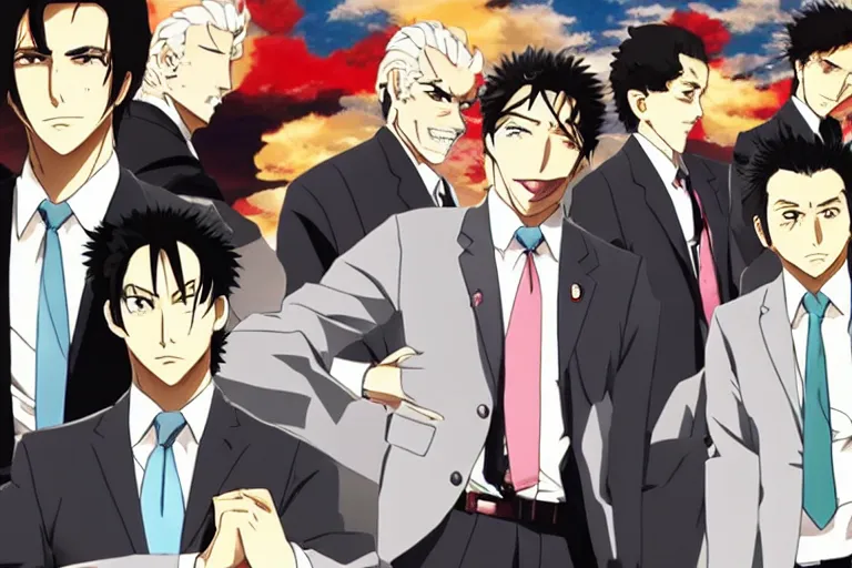 japanese anime remake of Reservoir Dogs, still capture, Stable Diffusion