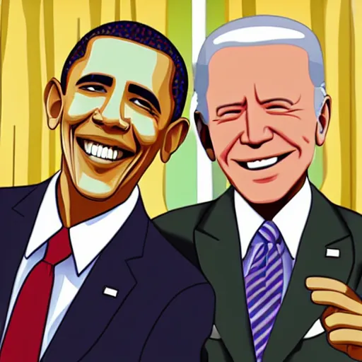 Prompt: Obama and Biden hanging out, anime HD