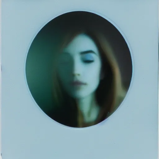 Prompt: polaroid of a beautiful woman in dream, collage, reflection, double exposure, gradient, chromatic aberration, fog, proportional