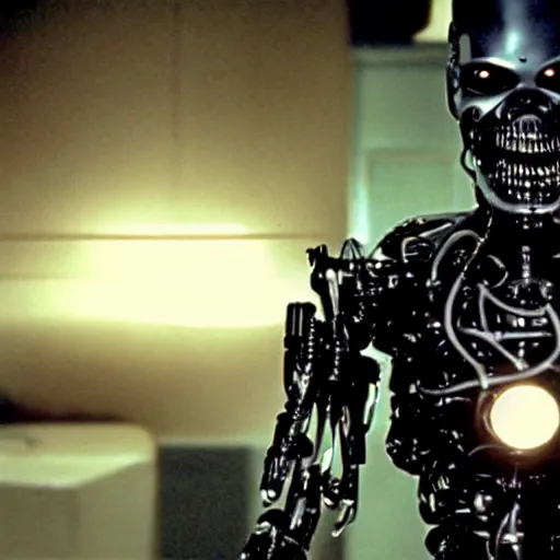 Image similar to movie still of a cool cyborg, cinematic composition, cinematic light, by wes craven