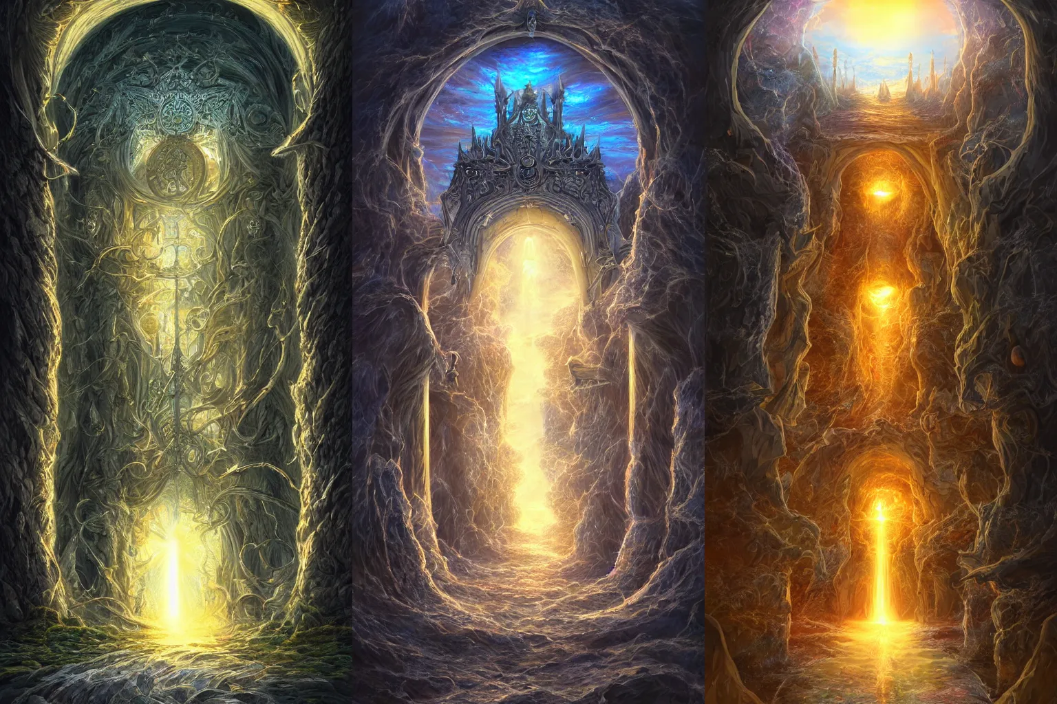 Prompt: The gate to the eternal kingdom of energy, fantasy, digital art, HD, detailed.