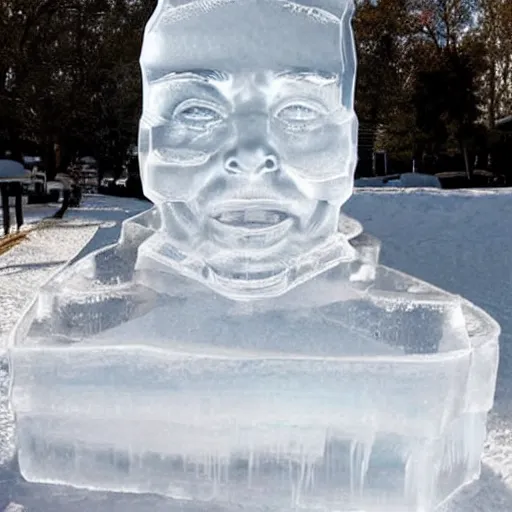 Image similar to ice sculpture that looks like elon musk