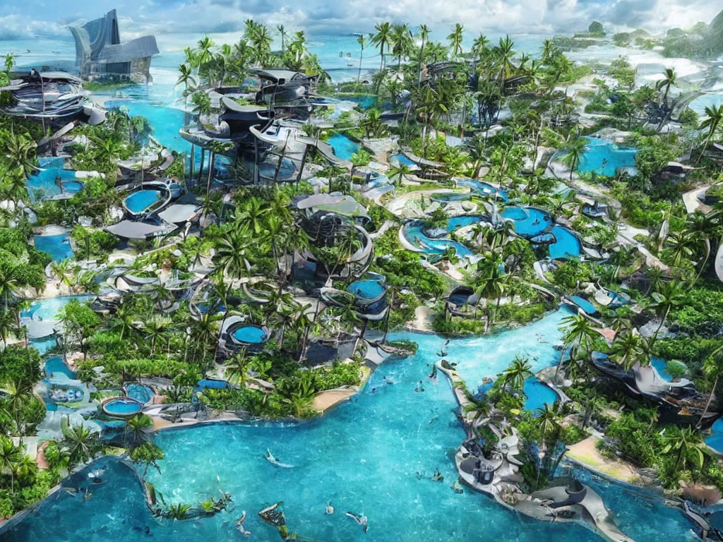 Prompt: futuristic bali island in the year 2 0 5 0, perfect faces