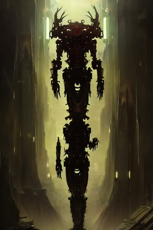 Prompt: dreamland of chinese, ghost, sharp, slender and densely arranged teeth, dystopian, cyberpunk, nanotech demonic monster, horror, mecha, ominous, flowing mucus, intricate, studio, art by anthony macbain + greg rutkowski + alphonse mucha, concept art, 4 k, sharp focus