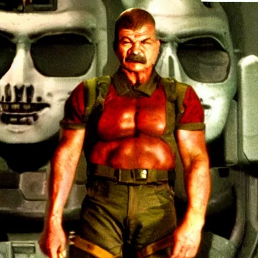 Prompt: Charles Bronson as Doomguy