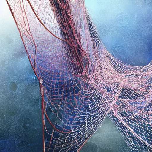 Image similar to Fishing net in cyberspace, highly detailed, dreamlike, digital painting, illustration, smooth, sharp focus, Android Netrunner