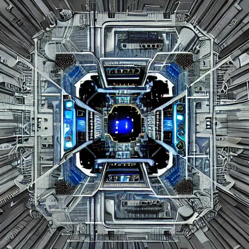 Prompt: evil ancient quantum computer, sharp focus, hyper detailed masterpiece