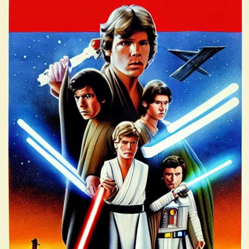 Prompt: Star Wars A New Hope poster in the style of Georgia O'keeffe