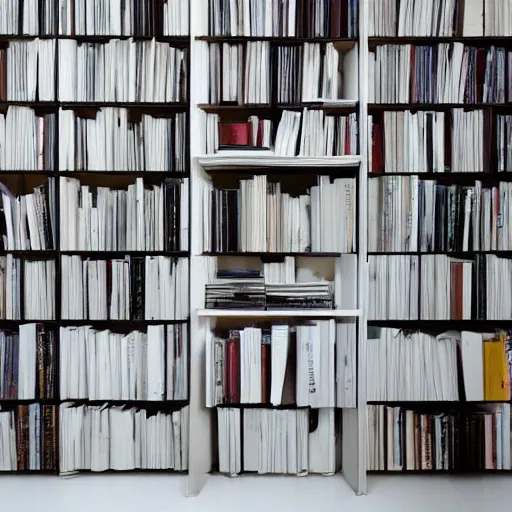 Image similar to photo of white bookshelf designed by jean nouvel