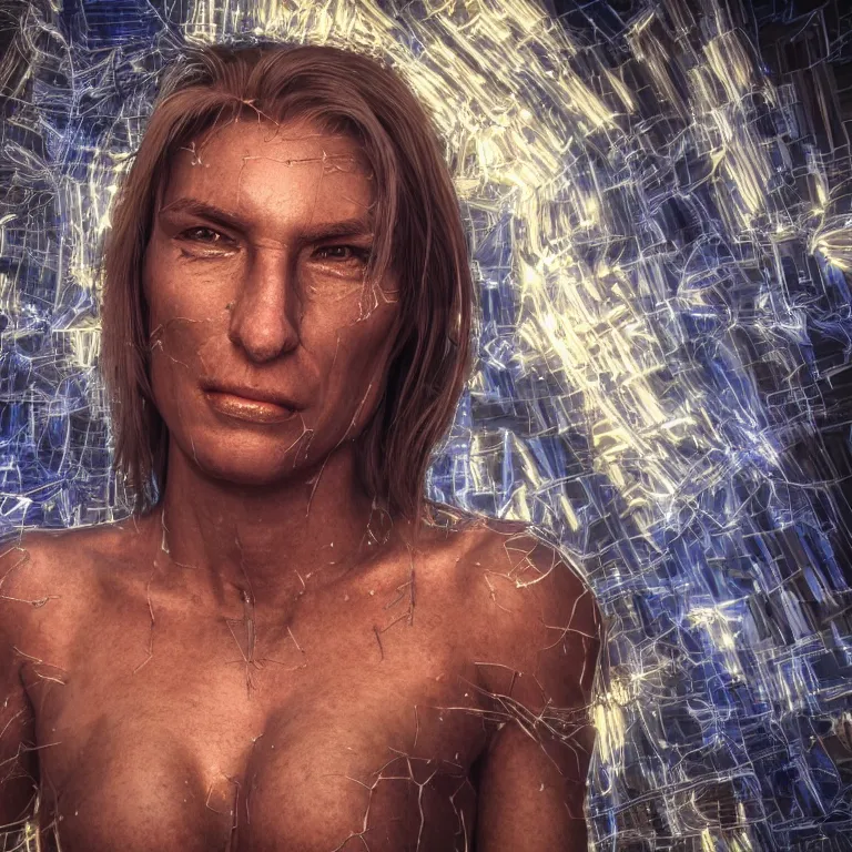 Prompt: octane render portrait by wayne barlow and carlo crivelli and glenn fabry, a giant huge muscular family made out of neon lights, cinema 4 d, ray traced lighting, very short depth of field, bokeh