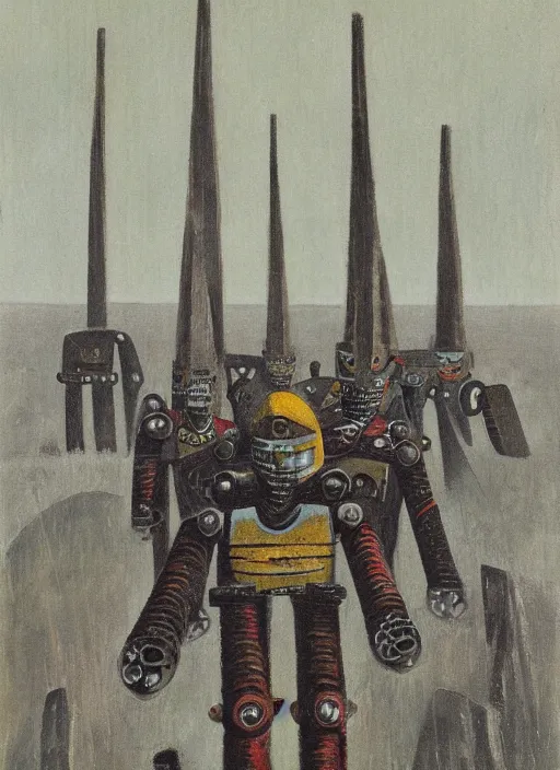 Image similar to warrior robots by Paul Nash