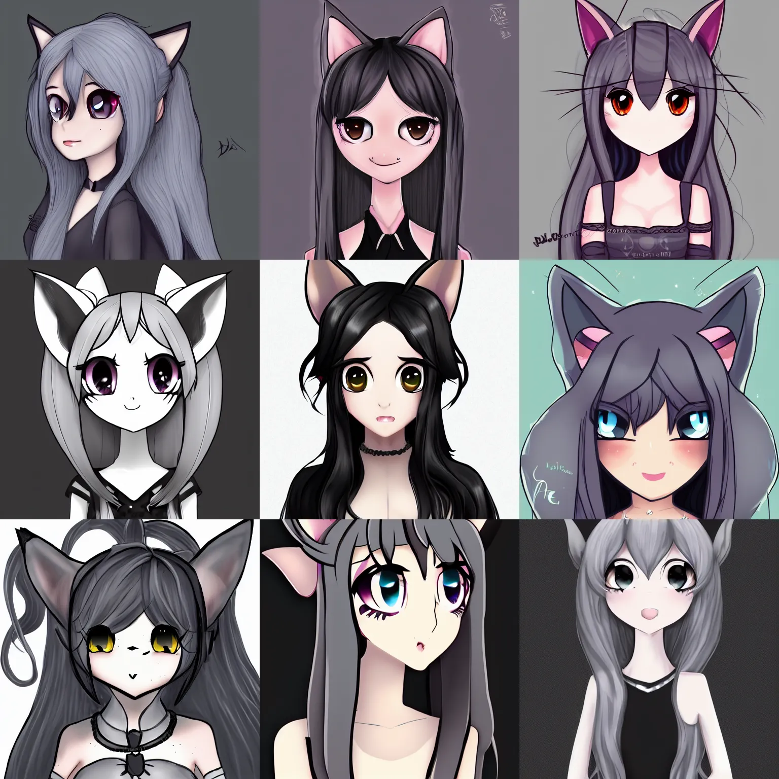 Anime Girl Drawing with Cat Ears · Creative Fabrica